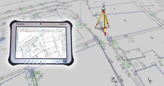 『WingNeoINFINITY  -測量CADシステム- 関連画像』測量機器と連携し、CADごと現場へ持ち出せる電子平板。