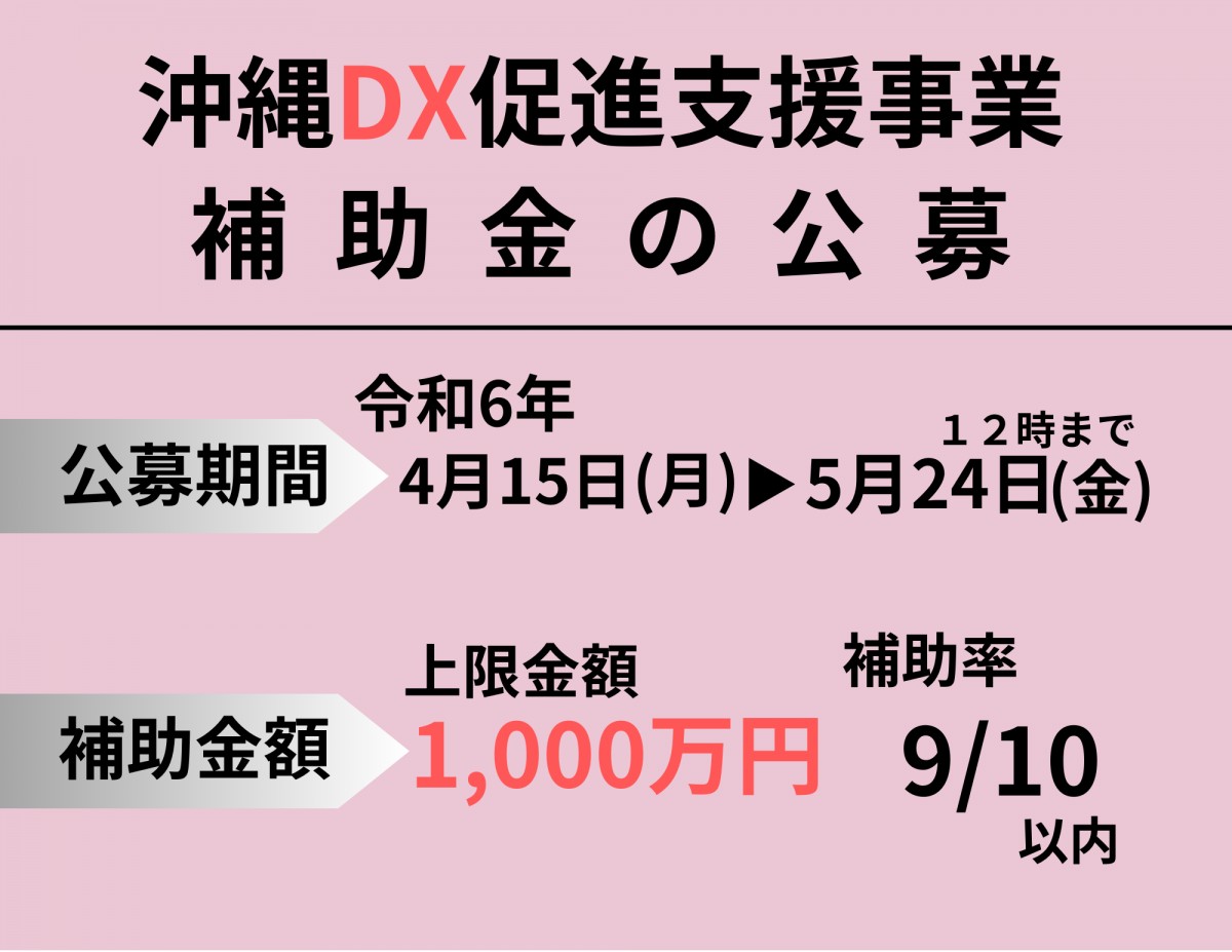 DX促進支援補助金公募のお知らせ(令和6年度沖縄DX促進支援事業)
