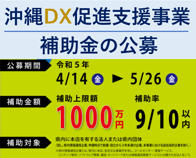 DX促進支援補助金公募のお知らせ(令和5年度沖縄DX促進支援事業)
